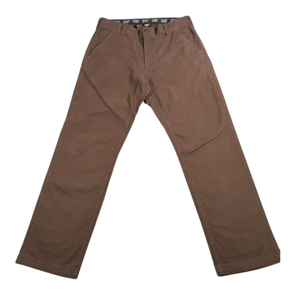 CAT Caterpillar Work Pants Mens 36x32 Brown Canvas Straight Utility Stretch